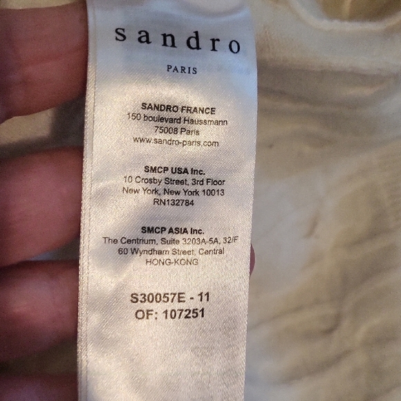 Sandro White V-Neck Sweater with Black Trim - Picture 7 of 9